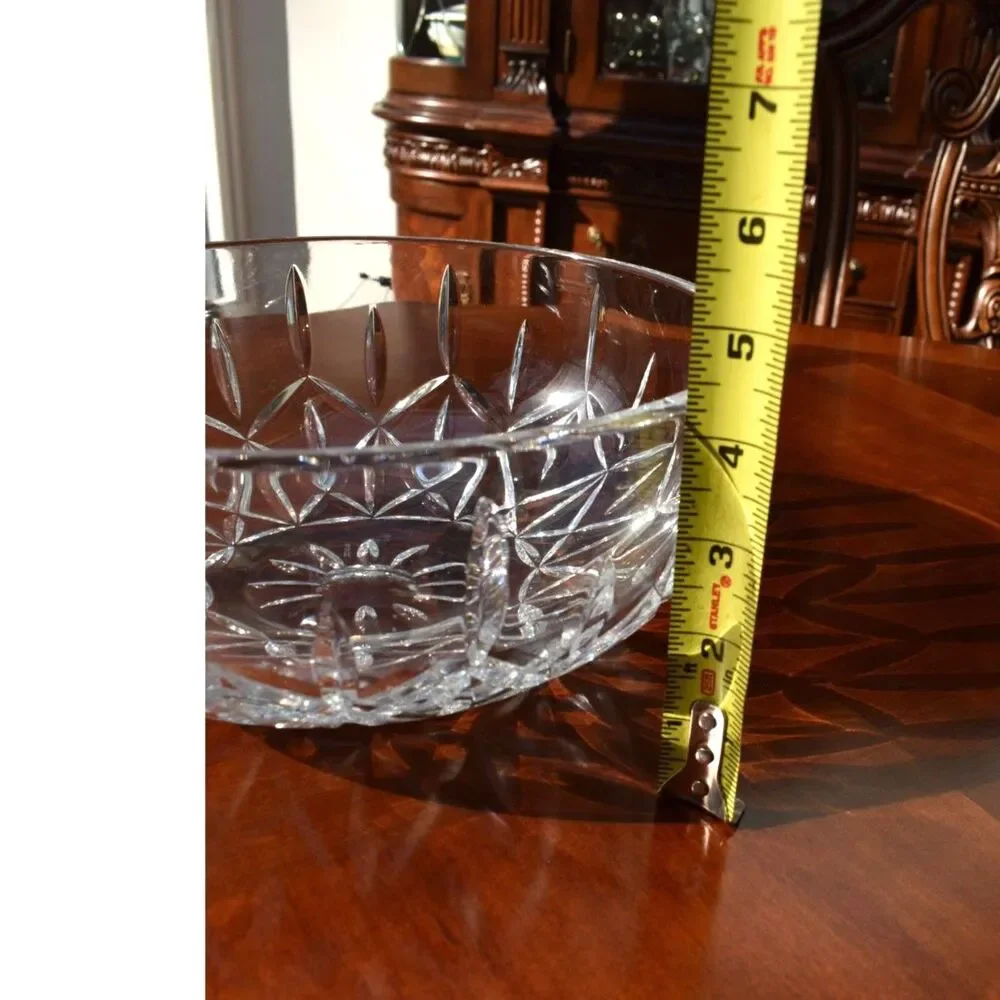 Vintage Block Hand Cut Mouth Blown 24% Lead Crystal Bowl 9